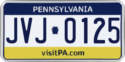 PA license plate JVJ0125