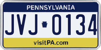 PA license plate JVJ0134