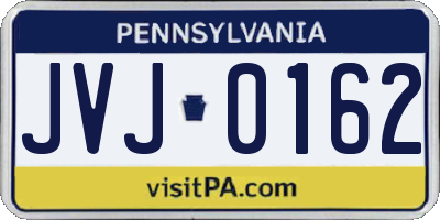 PA license plate JVJ0162