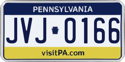 PA license plate JVJ0166