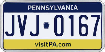 PA license plate JVJ0167