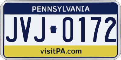 PA license plate JVJ0172