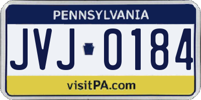 PA license plate JVJ0184