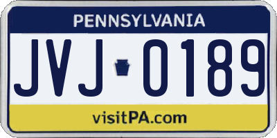 PA license plate JVJ0189