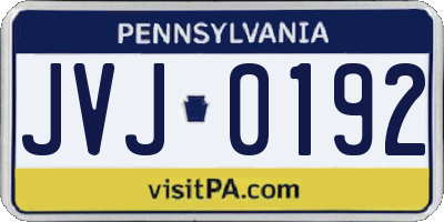 PA license plate JVJ0192