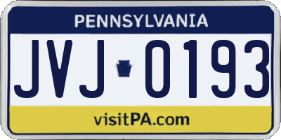 PA license plate JVJ0193