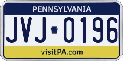 PA license plate JVJ0196