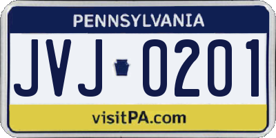 PA license plate JVJ0201