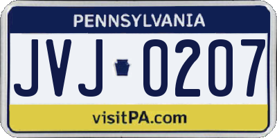 PA license plate JVJ0207