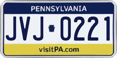 PA license plate JVJ0221