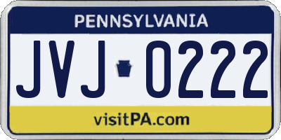 PA license plate JVJ0222