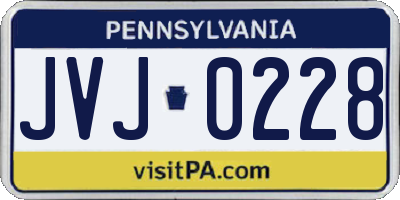 PA license plate JVJ0228