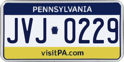 PA license plate JVJ0229