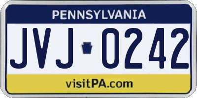 PA license plate JVJ0242