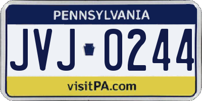 PA license plate JVJ0244
