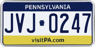 PA license plate JVJ0247