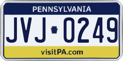 PA license plate JVJ0249
