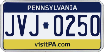 PA license plate JVJ0250