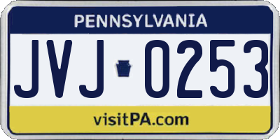 PA license plate JVJ0253