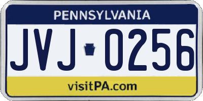 PA license plate JVJ0256