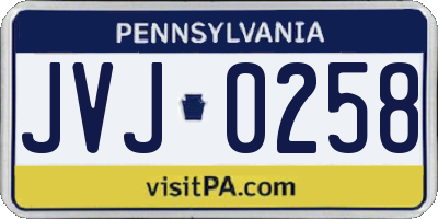 PA license plate JVJ0258