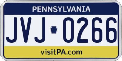 PA license plate JVJ0266