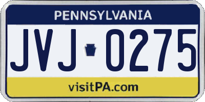 PA license plate JVJ0275