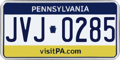 PA license plate JVJ0285
