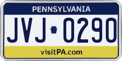 PA license plate JVJ0290