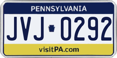 PA license plate JVJ0292