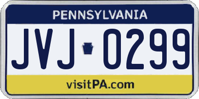 PA license plate JVJ0299