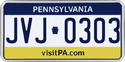 PA license plate JVJ0303