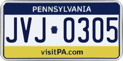 PA license plate JVJ0305