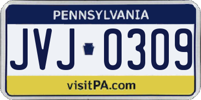 PA license plate JVJ0309
