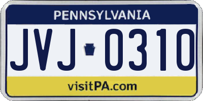 PA license plate JVJ0310