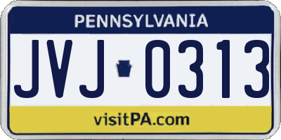 PA license plate JVJ0313