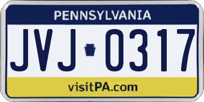 PA license plate JVJ0317