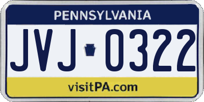 PA license plate JVJ0322
