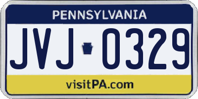 PA license plate JVJ0329