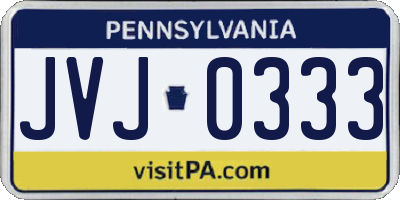 PA license plate JVJ0333