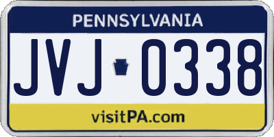 PA license plate JVJ0338