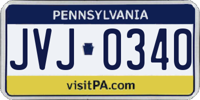 PA license plate JVJ0340