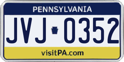 PA license plate JVJ0352