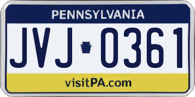 PA license plate JVJ0361