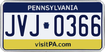 PA license plate JVJ0366