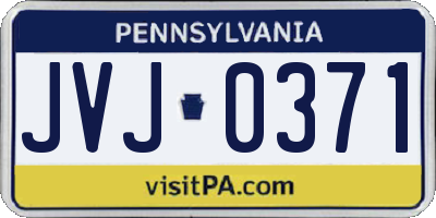 PA license plate JVJ0371