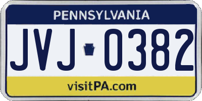 PA license plate JVJ0382