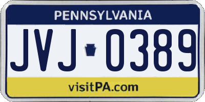 PA license plate JVJ0389