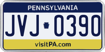PA license plate JVJ0390