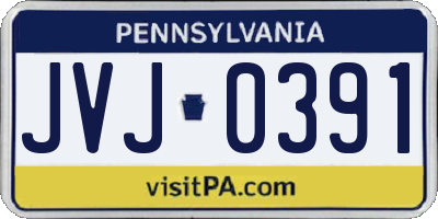 PA license plate JVJ0391